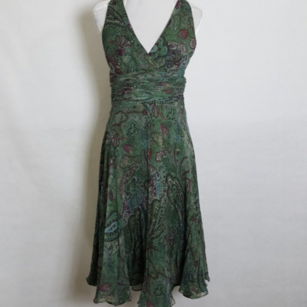 Suzie Chin Silk Halter Dress Empire Waist - Picture 1 of 9